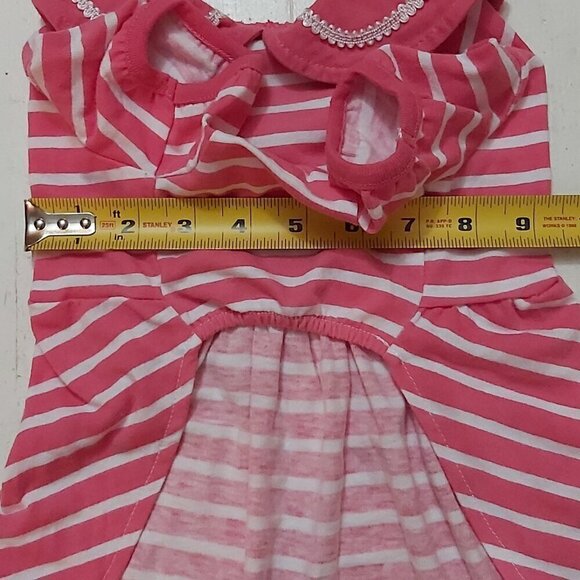 EUC Blueberry Large Pink & White Striped Dog Dress with Pink Collar & White Bow - Picture 4 of 6